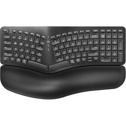 QUASIO Ergonomic Wireless Keyboard, Wave Keys Bluetooth/2.4G Split Design Ergo Wireless Keyboard with Cushioned Palm Rest, Multi-Device, Rechargeable, for Multi-OS, Windows/Mac/Android image 1