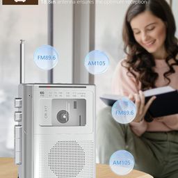 Gracioso Portable Cassette Player Recorder with Bluetooth Transmitter, AM FM Walkman Cassette Player with Headphone Jack & Big Speaker,Microphone Jack, 2*AA Battery Opearated Cassette Tape Player image 5