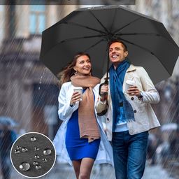 anycho Folding Umbrella for Men With Carabiner Handle, Travel Umbrella, Windproof and Sunproof, Automatic Open Button, 10 Reinforced Ribles, Big Umbrella For Men and Women image 3