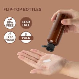 pristu Travel Bottles with Flip Cap Empty Dispenser Container for Travel Size Cosmetics (100ml, 5 Pcs Brown) image 5
