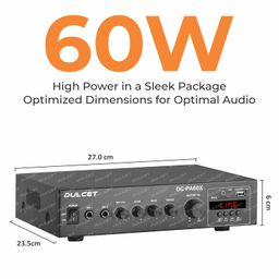 Dulcet DC-PA60X 60W High Power Mono Public Address Amplifier with 70/100V Constant Supply Output specifically for PA Wall Speaker, Horn Speakers, Outdoor & Ceiling Speakers with Line Transformer image 5