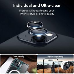 ESR 3+1 Pack for iPhone 15 Screen Protector Set, 3 Tempered Glass Screen Guards and 1 Set Individual Lens Protectors, 2.5D Curved Edges, Full-Coverage Military-Grade Protection, Scratch Resistant image 5