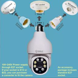 DDLC Wi-Fi Wireless Bulb Shape Outdoor Indoor Weatherproof 360° Smart Home Security CCTV Camera 24x7 Continuous Recording with Motion Sensor, Auto Tracking Two Way Audio, (Big Light Bulb) image 4