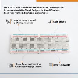 Robotbanao MB102 830 Points Solderless Breadboard-830 Tie Points-For Experimenting With Circuit Designs-For Circuit Testing-Solderless-Connect Electronic Components image 3