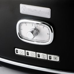 Westinghouse 2 Slice 800W Retro Toaster | Removable Bun Attachment, 6 Browning Levels, Bread Centring, Defrosting, Warming & Stop Function, Extendable Crumb Tray | 2-Yr Warranty (Black) image 2