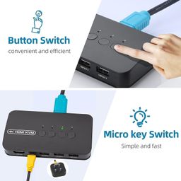 4K HDMI KVM Switch, 4 Port HDMI USB Switch for 4 Computer Share a 4K@30Hz Monitor and 3 USB Device Keyboard Mouse Printer, Including 4 KVM Cables image 5