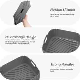 GIDGIDL 2 Pack Air Fryer Silicones Liners, Square, Reusable for 4-6 QT, Replacement for Parchment, Silicones (2 Square Silicone) image 5