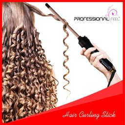 Professional Feel Electric Hair Curler for Women - Curling Wand Without Damage (9 mm Barrel Diameter) Black, Gold image 3