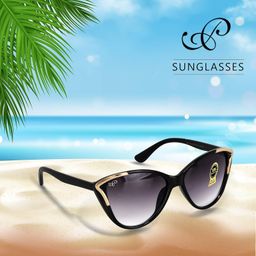piraso Branded Black UV Protected Cat-Eye Women's Sunglasses image 2