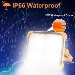 LED Work Solar Light - Portable Flood Light with Solar Powered & USB Battery Rechargeable 5 Modes Portable Camping Lamp - Ideal for Hurricane, Garage, Fishing, Emergency image 4