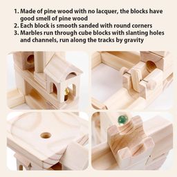 bleqys BLEQYS® Wooden Marble Run Building Block Set - STEM Learning Toy for Kids Ages 4-8, DIY Wooden Puzzle Hobbies Toys for Adults &Teens Gifts image 5