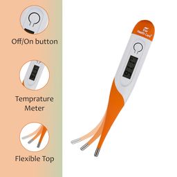 sw health care Digital Thermometer with Flexible Tip | Fever Alarm & Beep Function | Waterproof & 10 Seconds Fast Reading for Kids & Adults (Multicolor), stainless steel (Pack of 1) image 3