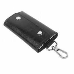 instabuyz Key Wallet With 6 Key Chain Hooks Car Key Holder Key Pouch Leather Wallet, Black image 1