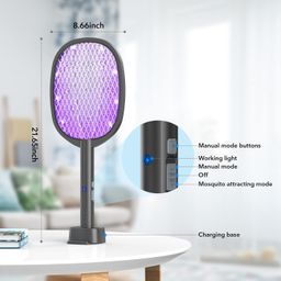 deezee Electric Fly Swatter Racket & Mosquito Zapper 4000v 2 in 1 USB Rechargeable Bug Zapper Mosquito Swatter for Indoor and Outdoor image 2