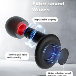 funsound Ear Plugs for Sleeping Noise Reduction Reuseable, Concerts, Focus, Travel, Work, High Fidelity– 7 Pair Eartips – Flexible Soft-Touch – NRR of 24 and 27 dB Noise Cancelling Black Red,1 Count(Pack of 1) image 3