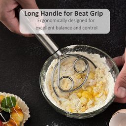 Stodern Multifunctional Stainless Steel Dough Mixer - Time-Saving Baking Tools, Atta Kneader, Manual Egg Beater for Bread, Cake, Pizza, Pastry, Roti with Hanging Hole image 2