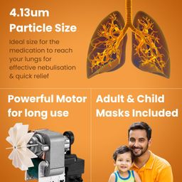 MEDTECH® Handyneb Super Ultra Compact and Low Noise Compressor Nebulizer Machine with Complete Mask Kit for Adult and Child (White) image 3