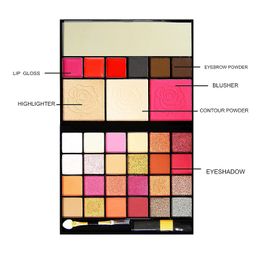 k.y.l. plus K.Y.L.Plus All-in-One Makeup Kit with Mirror - 24 Eyeshadow Palette with Brush, 3 Eyebrow Powder, 3 Lip Gloss, 2 Applicator, Blush Contour and Highlighter Palette image 2