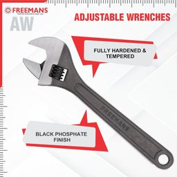 FREEMANS 6" Phosphate Finish, Anti-Corrosion Adjustable Wrench Spanner, Adjustable Wrench for All Nut Sizes, Easy to Grip Wrench, Universal Wrench, Plumbing Tool (6-Inch) image 2