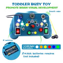 Kidology Stuff Toddler Busy Board Switch Light Game Sensory & Educational Gaming Console Travel-Friendly Activity Toy With Soft Lighting For Hand-Eye Coordination & Brain Development, Blue image 5