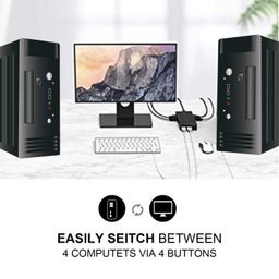 Microware USB KVM VGA Switcher, 4 Ports USB 2.0 KVM Switch Box Adapter, One-Button Swapping, Ideal for PCs, Keyboard, Mouse, Scanner, Printer & More image 5