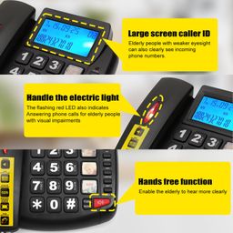 E-SHIDAI Multi Functional Desktop Phone, Photo Storage Quick dial Function, Large Display Screen, Large Buttons, Adjustable Volume, Caller ID Light, Hands-Free Function, Wired Phone for The Elderly image 2
