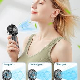 arcticool Portable Mini Fan - Rechargeable Hand Fan with 3 Adjustable Speeds, 2000mAh Battery, Lightweight Design, Low Noise, and Easy Portability for Indoor and Outdoor Use (Deep Black) image 2