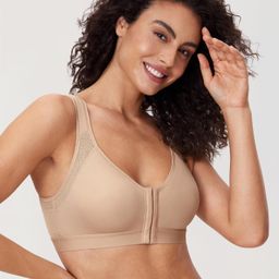 delimira Women's Full Coverage Front Closure Wire Free Back Support Posture Bra image 5
