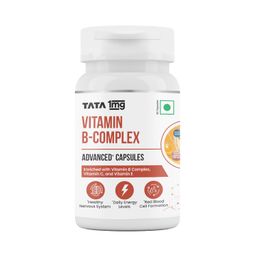 Tata 1mg Vitamin B Complex Capsules with 100% RDA for B1,B2,B3,B5,B6,Biotin, with Vitamin C and E, Helps Maintain Energy, Immunity and Skin Health, For Women & Men, Pack of 60 Vegetarian Capsules image 1