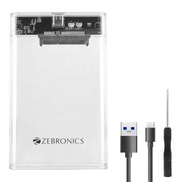 ZEBRONICS CSH01 2.5 SATA SSD Enclosure with Transparent case, Type C 3.1, Upto 5 gbps* and Upto 6TB Max Storage Capacity. image 1