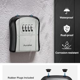 Puroma Portable Combination Lock Box - Wall-Mounted Key Storage for House, Office, Apartment - Resettable Code Safe Security Box With Spare Key Storage (1 Pack, Gray) image 5