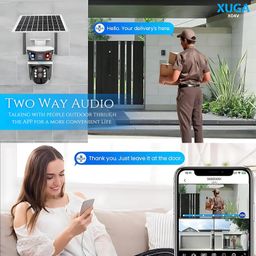 XUGA 4MP Dual Lens 3 View Battery Powered 4G Sim Linkage 10X Zoom Solar CCTV Camera with Human Detect, 2 Way Audio, Agriculture Camera, AI Enabled, Alarm, Motion Tracking | X04V image 5