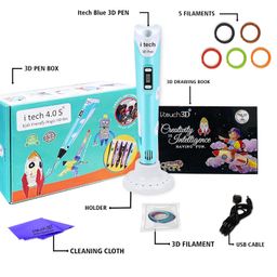 WOL3D I Tech (Blue) Magic 3D Pen with 5 in 1 (5 M) for 3D Printing with Speed Control, Advanced Temperature Regulation, OLED Display & Ergonomic Design – Compatible. image 2
