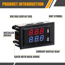 Ds Robotics® 0.28" LED Voltmeter Ammeter, Red and Blue Digital Multimeter Display Voltage Current Tester, DC 0-100V 50A Dual Display Detector Voltage Current Meter Panel Amp Volt Gauge image 2