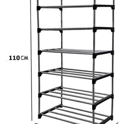 EXPOSURE 7 Layer Multipurpose Metal Pipes with Single Connector Collapsible Open Shoe Rack (7 Racks) image 2