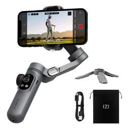 IZI GO-X Smartphone Handheld Gimbal Stabilizer, 3-Axis, OLED Display, LED Fill Light, Wireless Charge Pad, Android, iPhone, Live Video, Instagram, YouTube, Shot Guide, Smart AI Track, Portable Gimbal. image 1