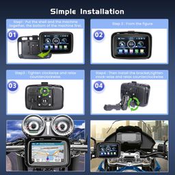 Hikity 5 Inch Wireless Apple Carplay & Android Auto Touch Screen for Motorcycle, Dual Bluetooth, IPX7 Waterproof, Siri/Google Voice Control, TF/USB Input image 2