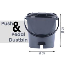 Kuber Industries 7 Ltr Plastic Dustbin for Home with Pedal, Lid & Handle | Dustbin for Kitchen, Bathroom & Office | Garbage Bin for Wet or Dry Waste | Check Dhakkan- Grey & Black image 3