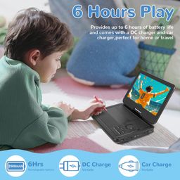 bokyok 12.5" Portable DVD Player with 10.1’’ HD Swivel Screen, 5-6Hrs Play, DVD Player Portable with Dual Speaker, Support SYNC TV/USB/SD Card/AV, Play All Discs Format Except Blu-ray, Black image 3