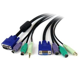 StarTech.com 4-in-1 PS/2 KVM Extension Cable - 15 Feet - Black (4N1PSEXT15BK) image 1
