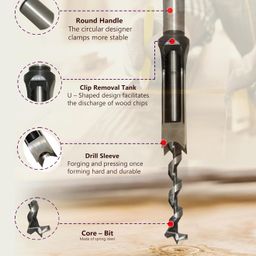 Digital Craft 12mm HSS Square Auger Mortising Chisel Drill Set | Woodworking Twist Drill Bits for Precision Mortising image 2