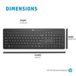 HP 230 Wireless Black Keyboard with 2.4GHz connectivity up to 10m, 12 Function Keys and 16-Month Long Battery Life. 3-Years Warranty.(3L1E7AA) image 5