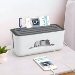 krylar KRYLAR-Cable Management Box with Mobile Stand, Power Cord Organizer for Desktop TV, Computer USB Hub System, Used for Covering and Hiding As Well As Power Boards and Power Cords (White) image 1