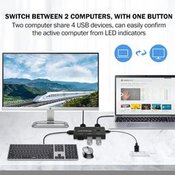 ETZIN USB 3.0 Switch Selector 2 Computers Sharing 4 USB Devices 4-Port USB Peripheral Switcher Box for PC, Mouse, Keyboard, Printer, Scanner with 2 USB Cables, Compatible Windows/Mac/Linux EPL-955UG image 3