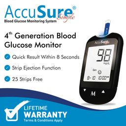 AccuSure Simple Digital Glucometer Kit |with 25 Strips,10 Lancet,1 Lancing device for Accurate Blood Glucose Sugar Testing Machine image 2