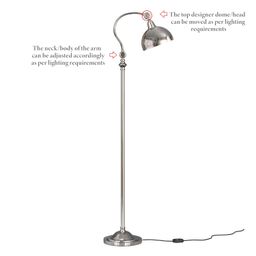 Divine Trends Silver Vintage Curve Reading Task Floor Lamp Standing Adjustable, Moveable Dome Shade and Neck to Focus Light Pack of 1 image 3