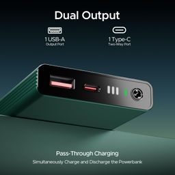 boAt Energyshroom PB300 Pro 10000mAh | Pocket Size Compact Power Bank, Type-C Input (2-Way Port), Pass-Through Charging, Compatible with Tablets, Smartphones, Earbuds, Smartwatch(Emerald Green) image 4