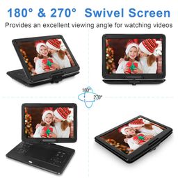 hopyop 16.9" Portable DVD Player with14.1 Large HD Screen, 5-6 Hrs Rechargeable Battery, Supports Multiple Disc Formats, SD Card, USB, Sync TV, High Volume Dual Speaker, Black image 4