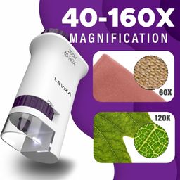 Levixa Pocket Microscope for Kids & Adults – 40x-160x Mini LED Handheld Lab Microscope with 3 Prepared Slides – Portable Tool for Learning, Education and Science Exploration, Gifts for Children image 2