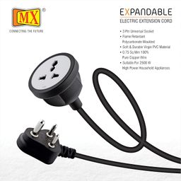 MX Single Socket Extension Board with 5 Meter Heavy Duty Long Wire Cord, Use to Exetend Power Socket 2500W 10A Wire Extender with Plug Expandable Electric Extension, 3Pin Plugs for Indoor Outdoor image 3